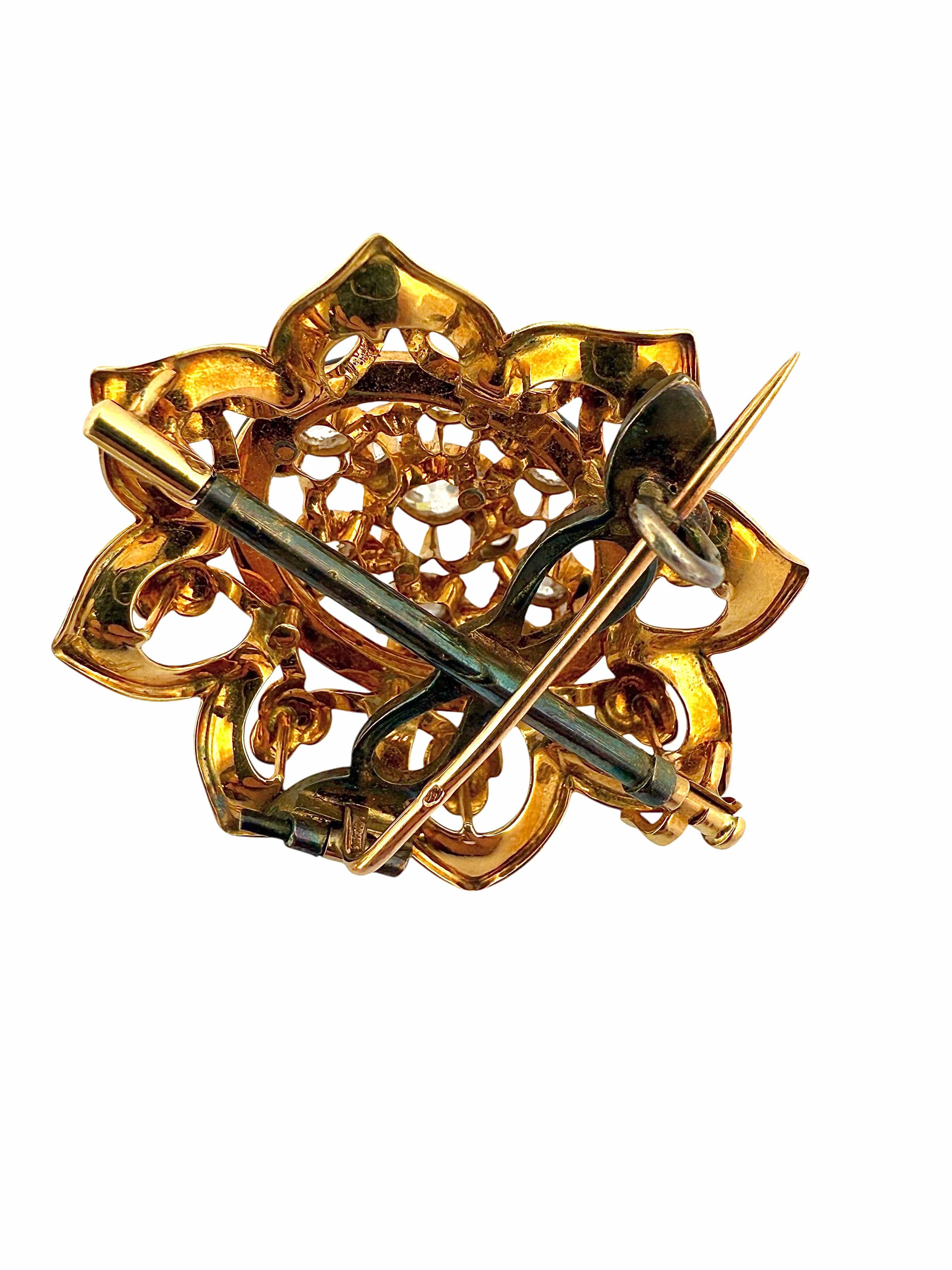 Exceptional transformable set 19th century – 18k gold, black enamel and old-cut diamonds - Image 4