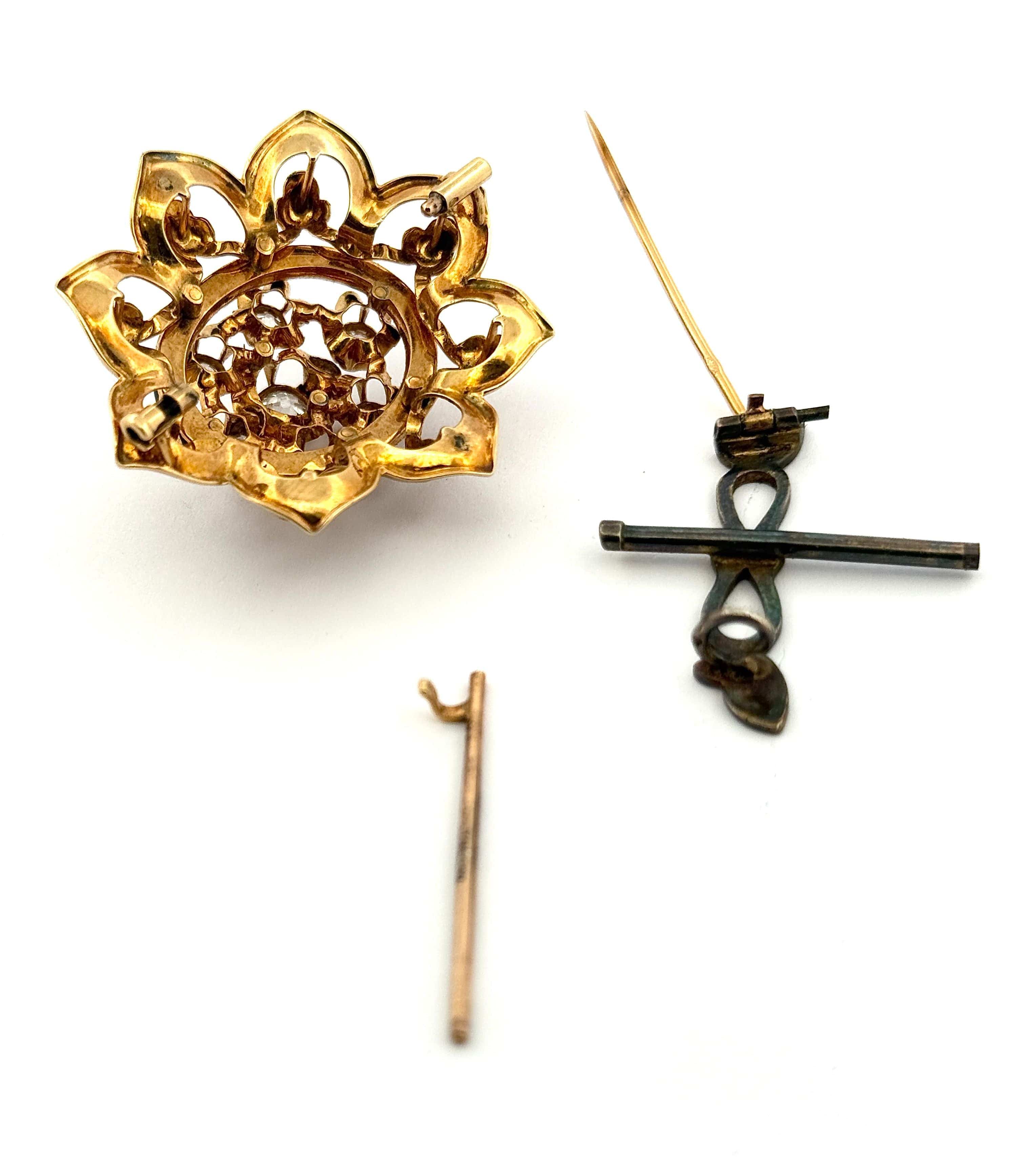 Exceptional transformable set 19th century – 18k gold, black enamel and old-cut diamonds - Image 8