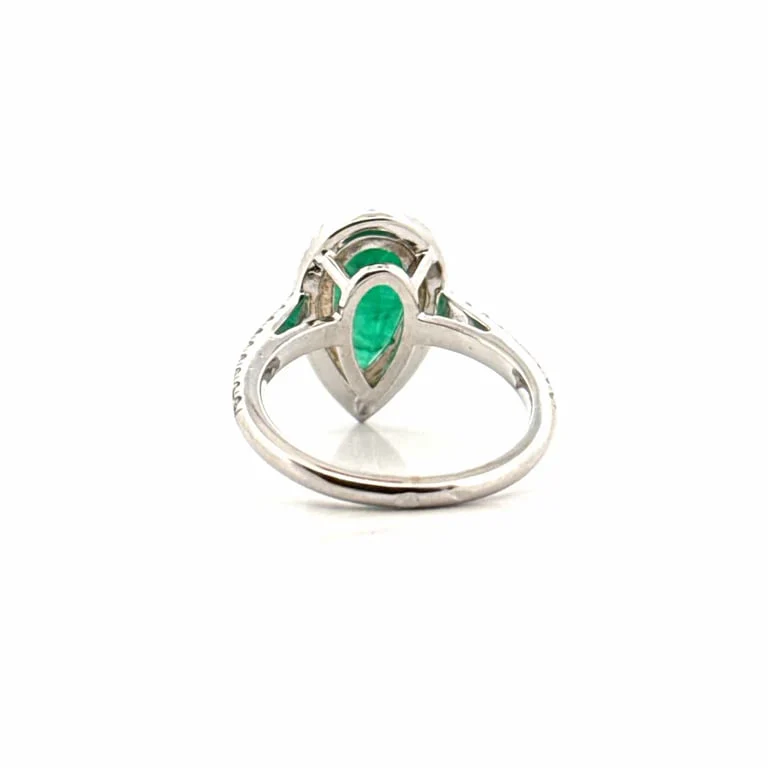 White gold ring, emerald and diamonds - Image 5