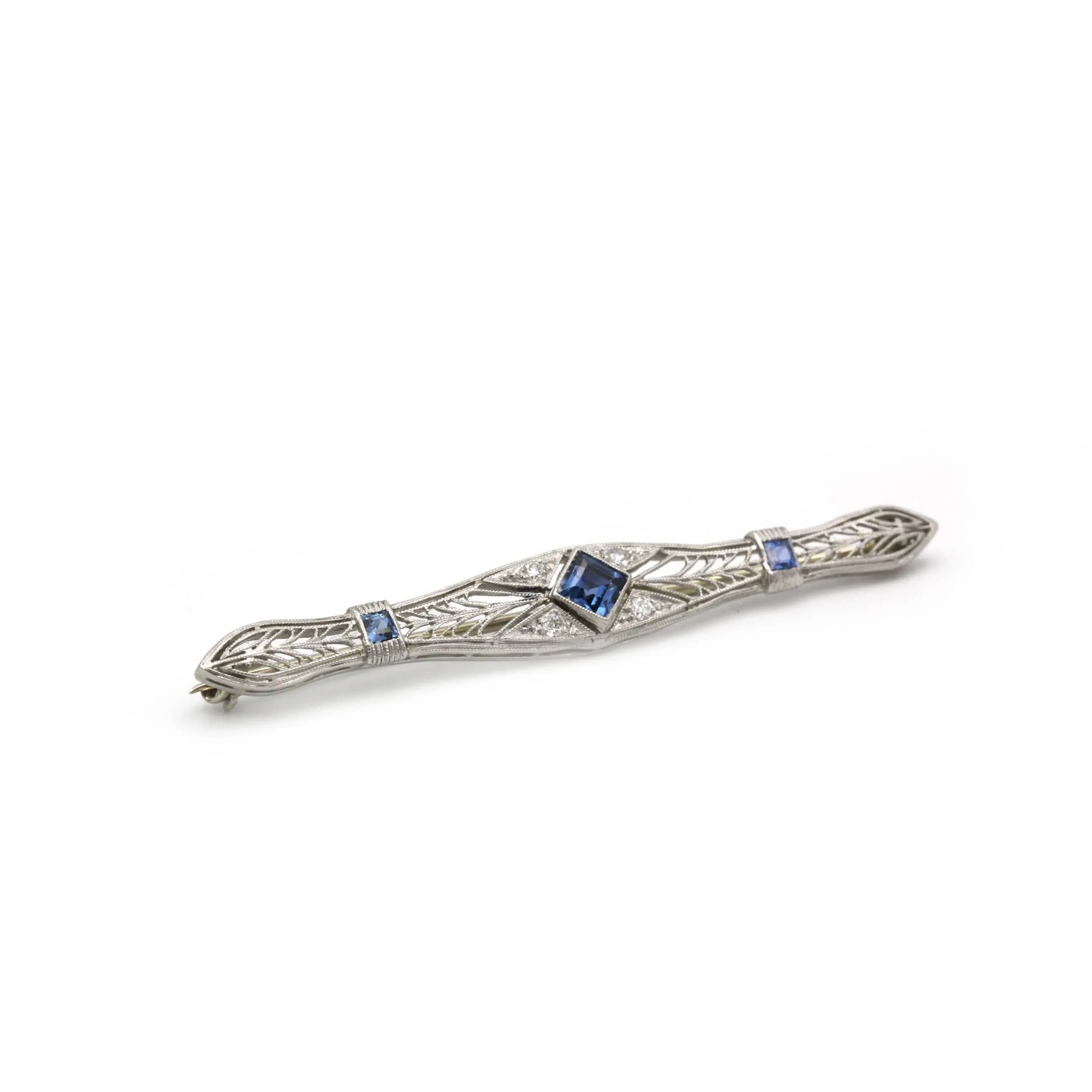 Brooch - Gold, platinum, Diamonds & Sapphires - Image 3