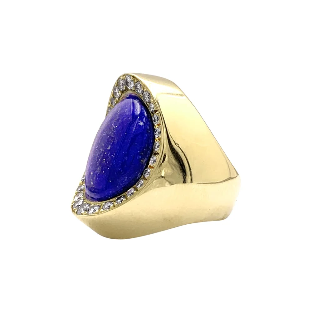 Aldebert ring, yellow gold lapis-lazuli and diamonds.35055A - Image 3