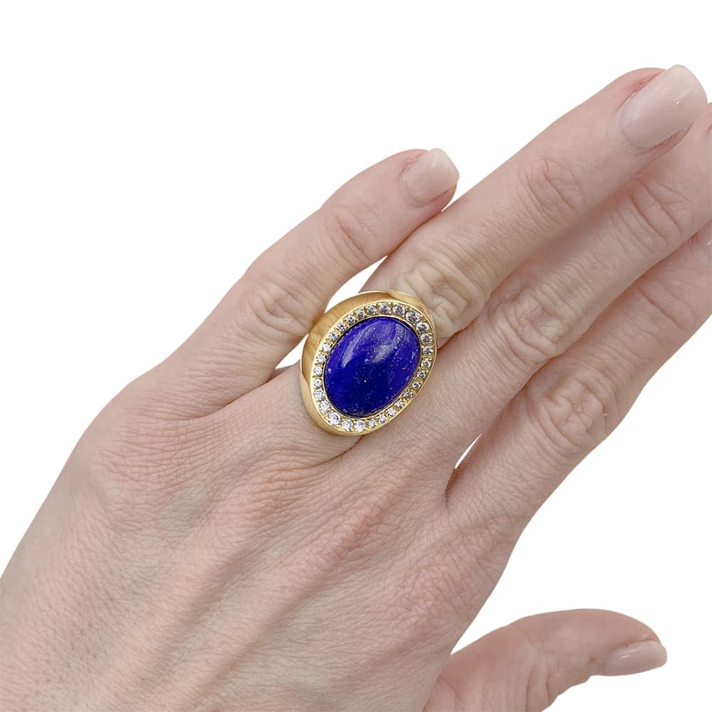 Aldebert ring, yellow gold lapis-lazuli and diamonds.35055A - Image 5