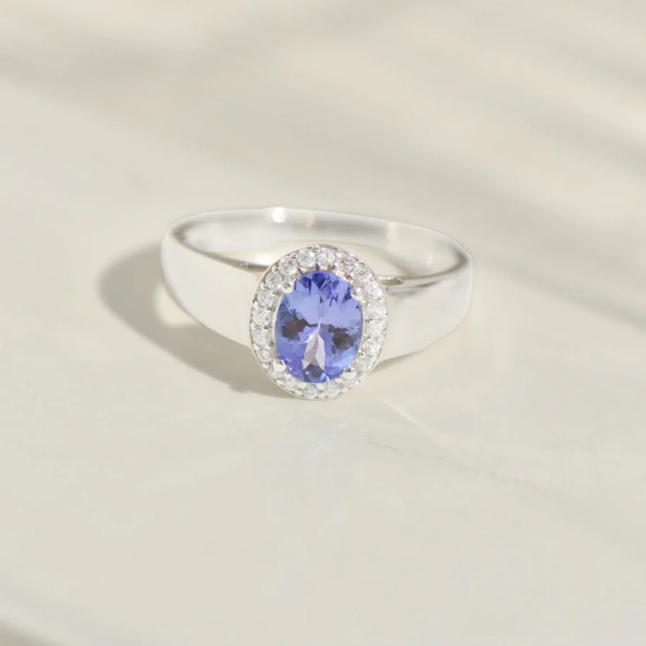 14-carat white gold ring with 1.0 ct oval tanzanite - Image 5