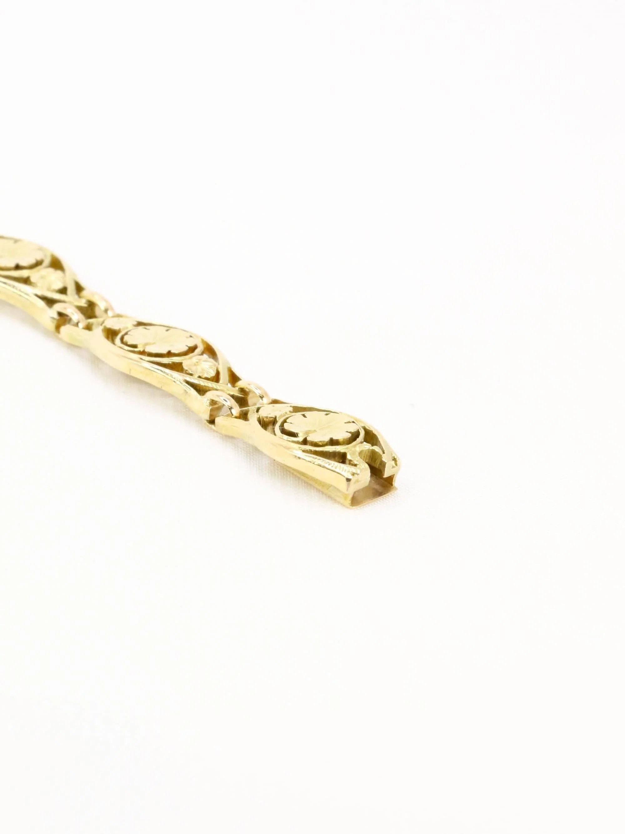 Art Nouveau yellow gold bracelet Link ivy leaf - Image 6