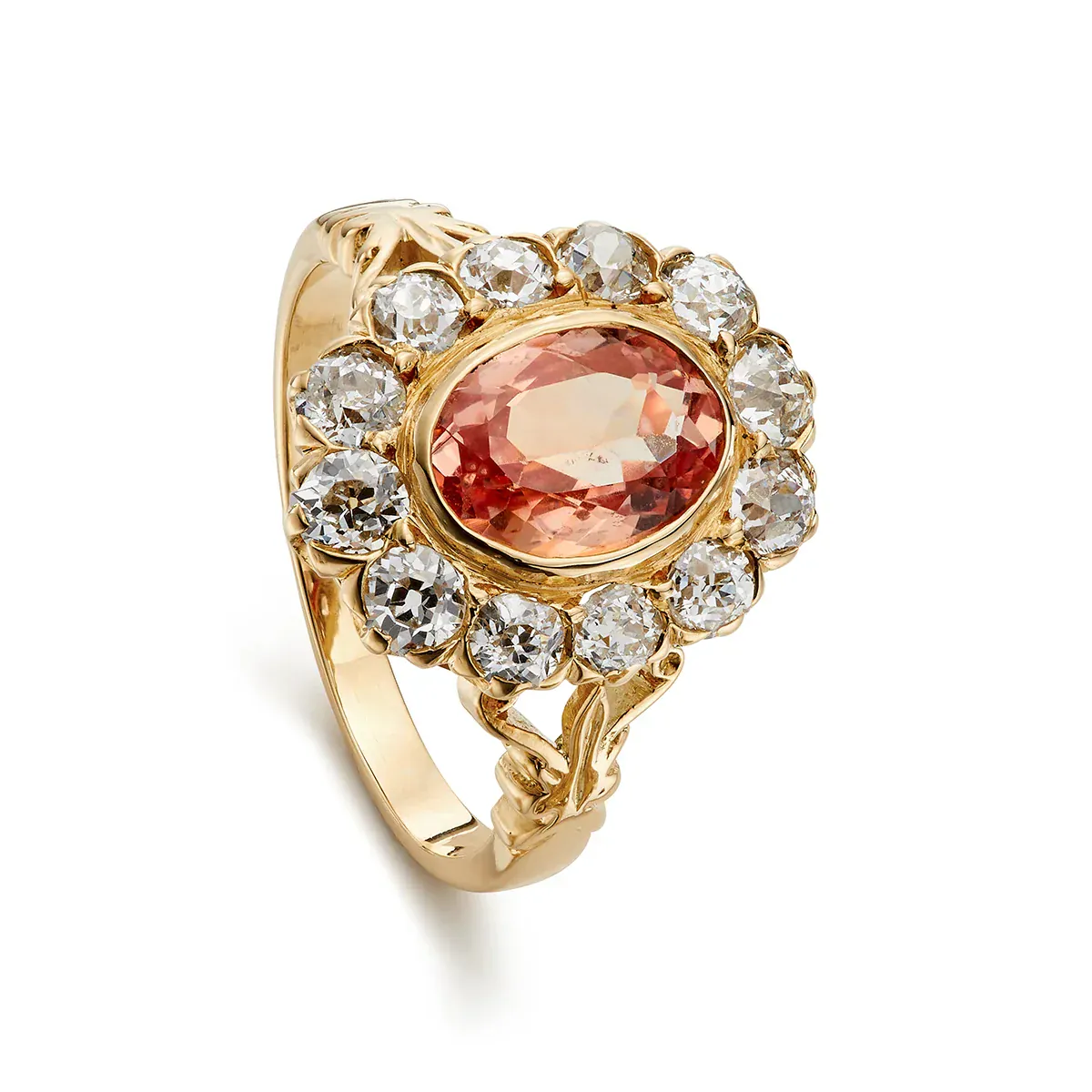 Reimagined - Cluster ring with 1.93 ct imperial topaz and diamonds in 18 ct yellow gold - Image 3
